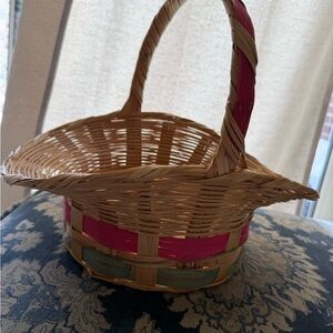 Woven EASTER Basket with Pink and Green Accents